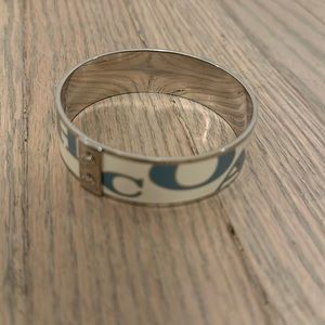 Coach white and blue silver bangle- 1 inch